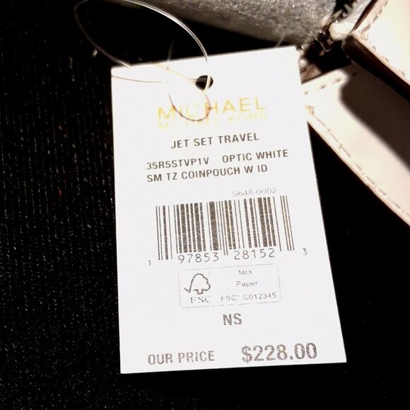 Michael Kors Jet Set Quilted Travel Zip Top Wallet with Coin Pouch Optic White - Picture 4 of 15